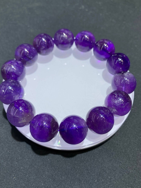 18mm Natural amethyst Bead Bracelet Reiki Crystal Quartz Healing Decorate 1pc