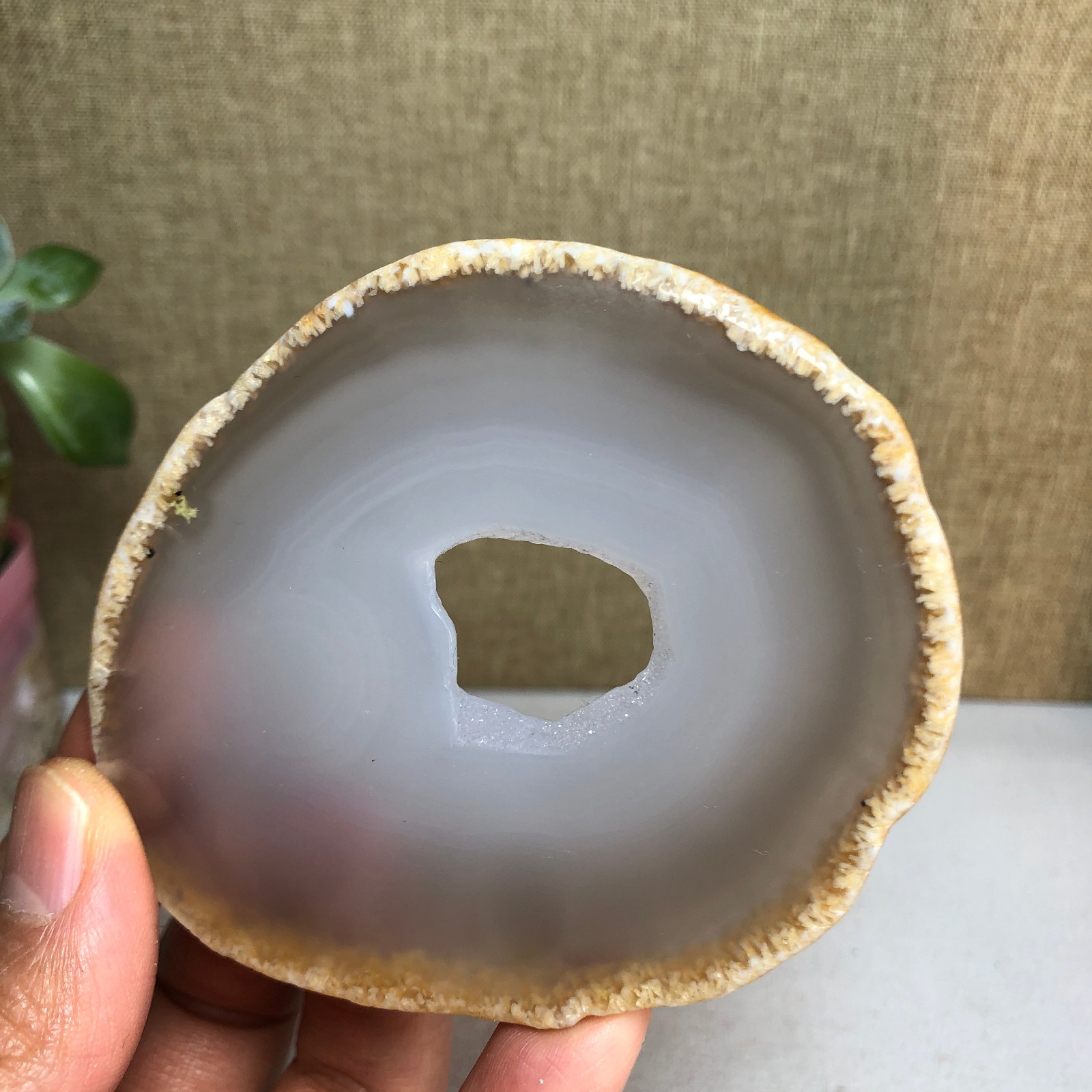 85-73mm Natural agate Slab/Slice quartz crystal pictographic specimen 59g A2086