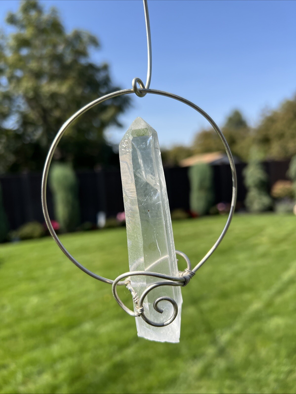 Floating Quartz Crystal Sculpture Decoration ￼FENG SHUI HANGING Handmade USA #2