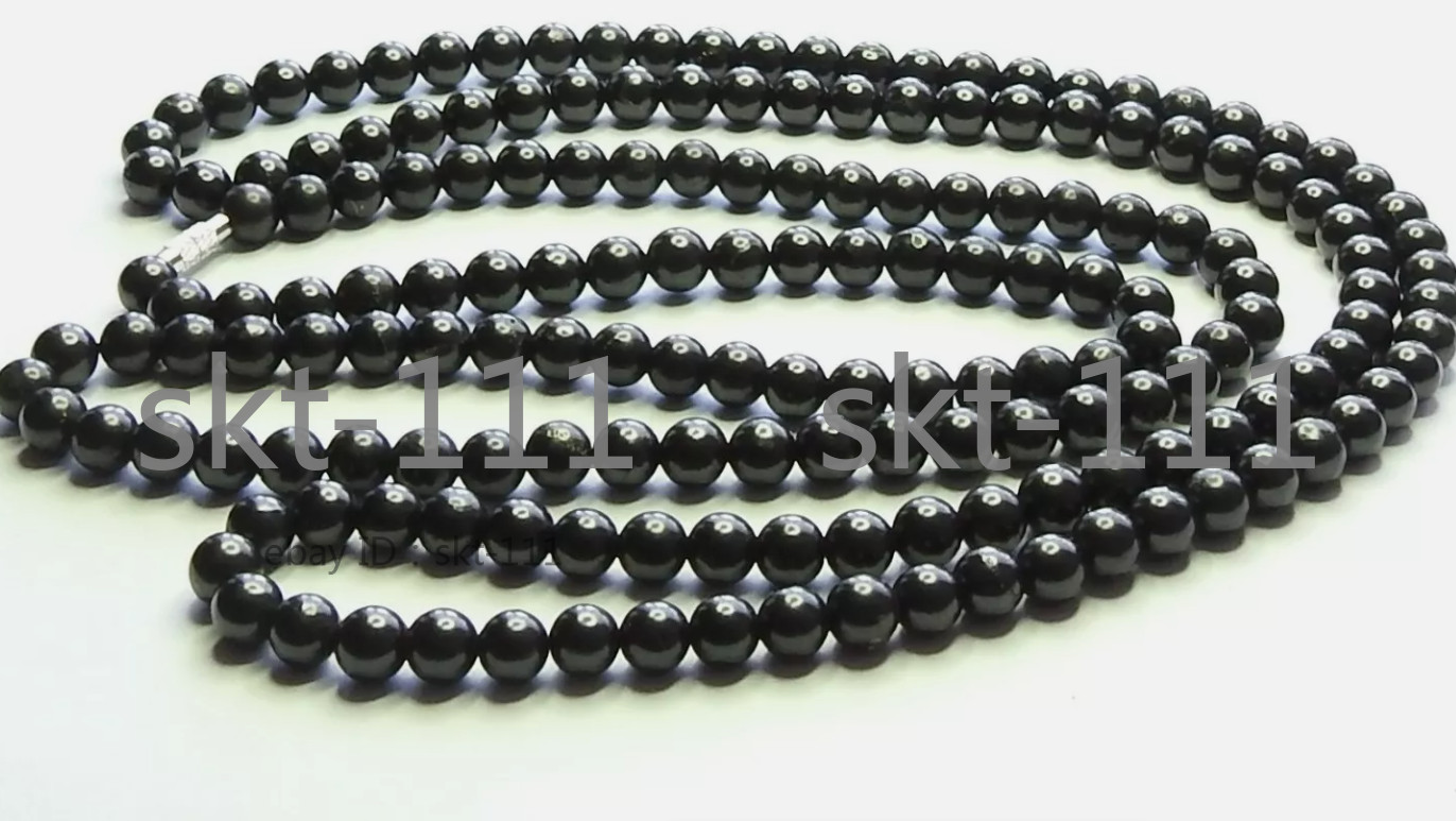 Shungite Bead Bracelet Necklace – EMF Protection & Healing 8mm 16-35”