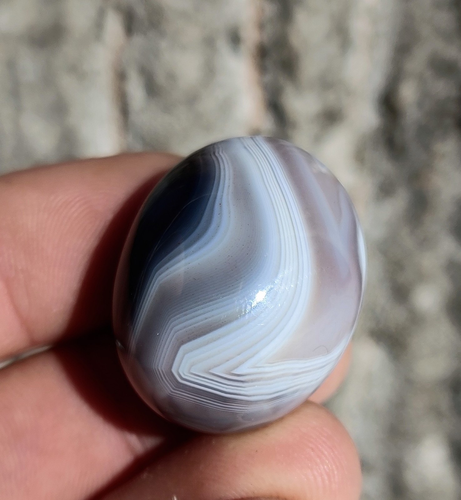 27g Polished Botswana Agate, Beautiful Shadow Band Layered Botswana Agate