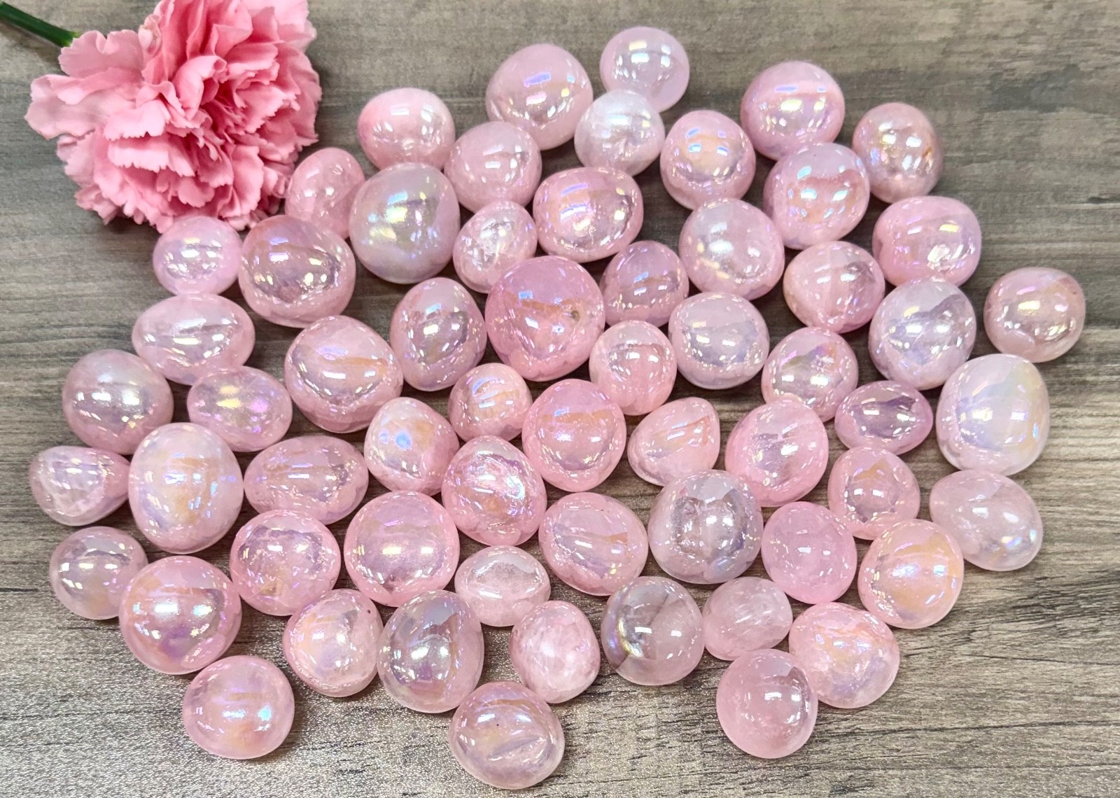 Wholesale Lot 2 Lbs Aura Rose Quartz Tumble Healing Energy
