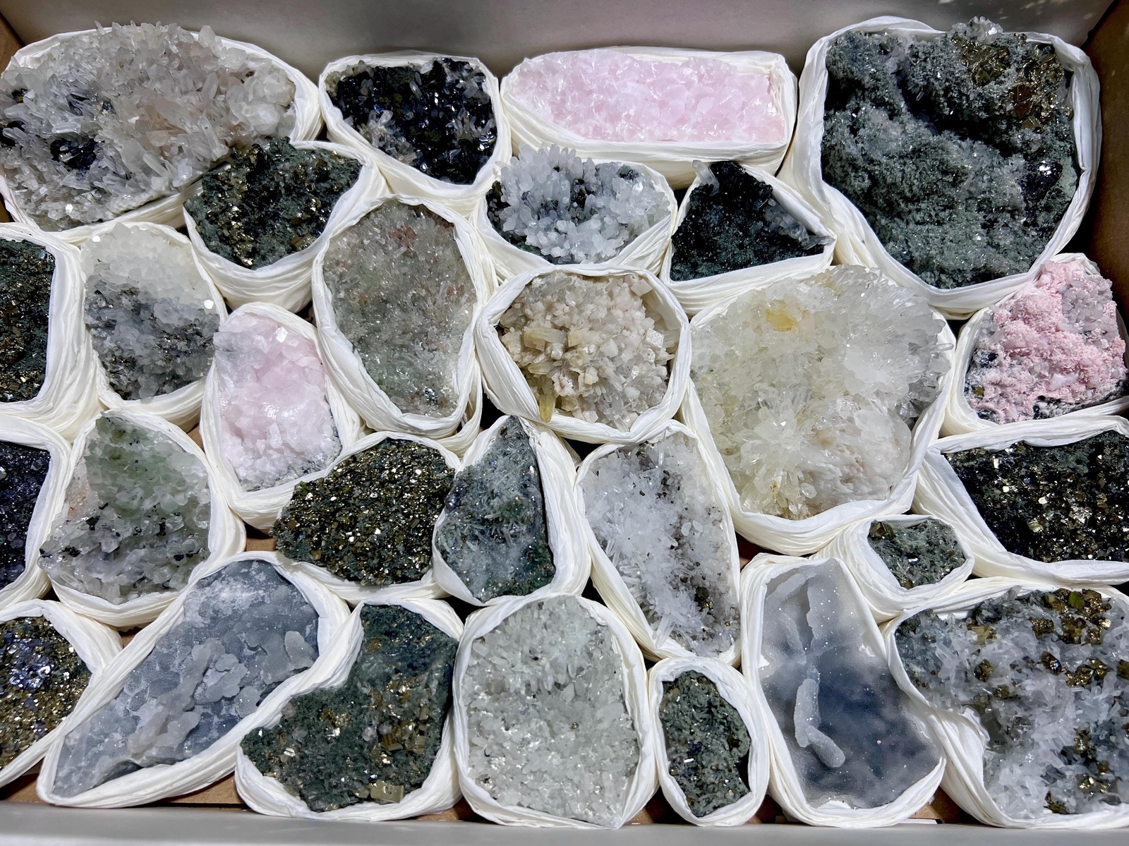 Bolivian Minerals Crystal Mixed Collection (Large 15×10 Inch Flat) Pyrite