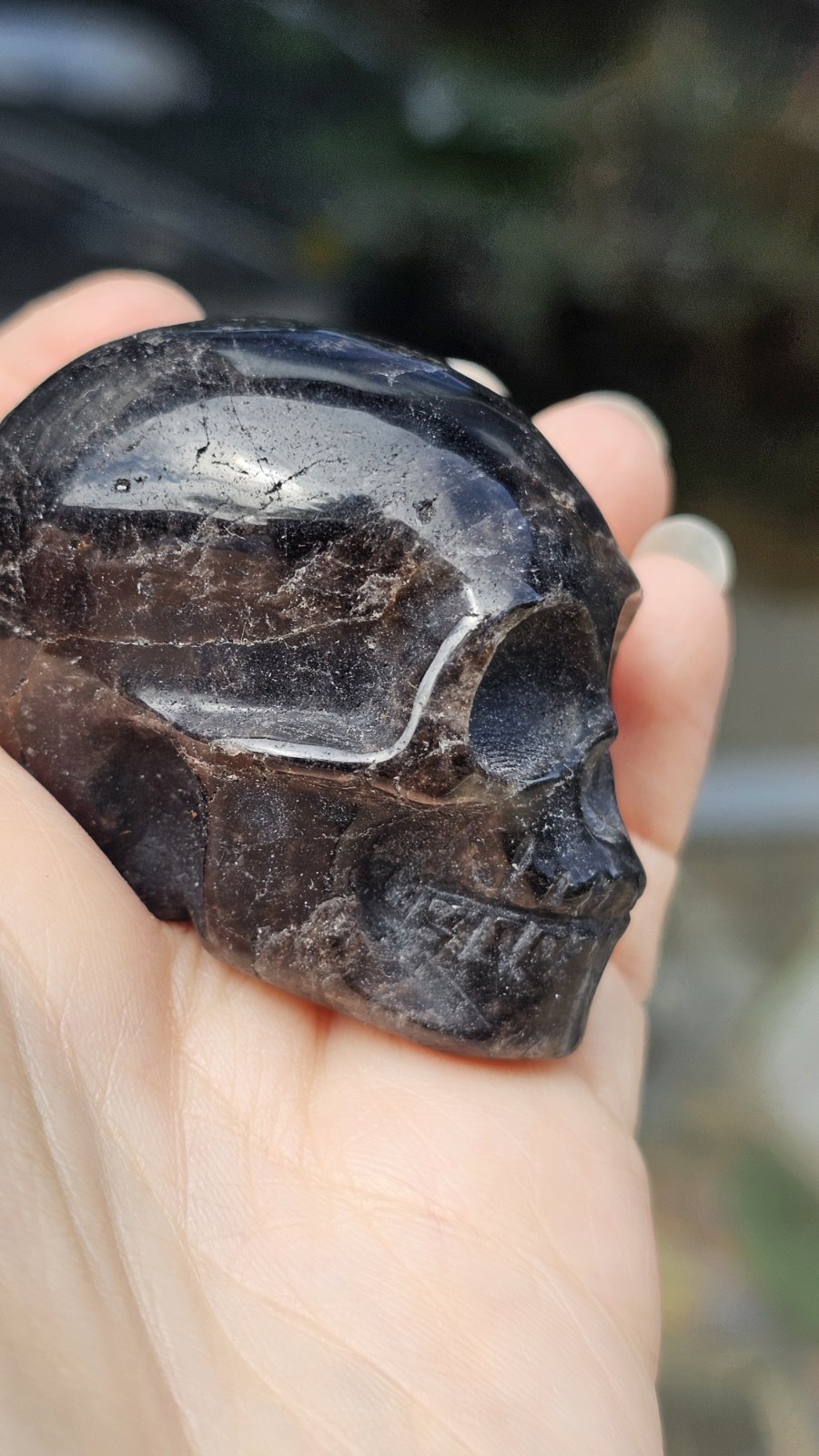 ✨️SALE✨️ Dark smokey Quartz crystal Skull grounding 128g 5.5cm smoky