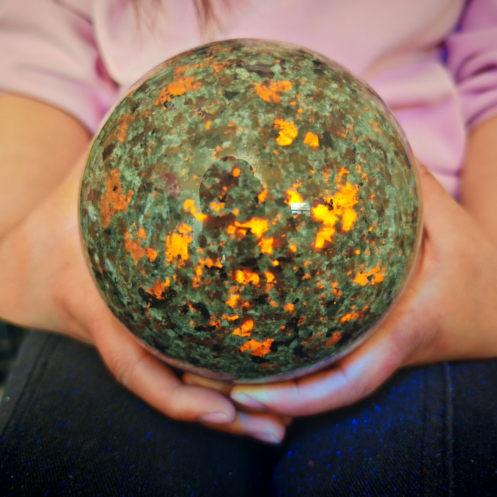 6.6LB Natural Flame Stone Ball Body Crystal Ball Spiritual Healing 3000g