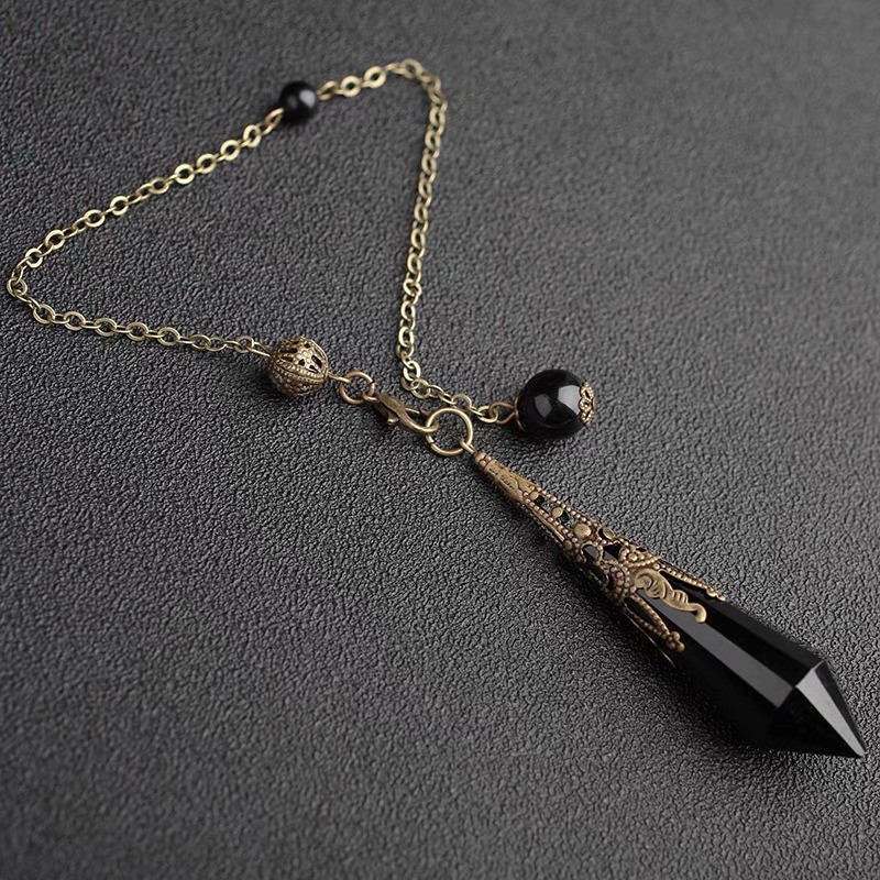 Natural Gemstone Pendulum 12Faceted Multi-Sided Crystal Pendant Healing Ornament