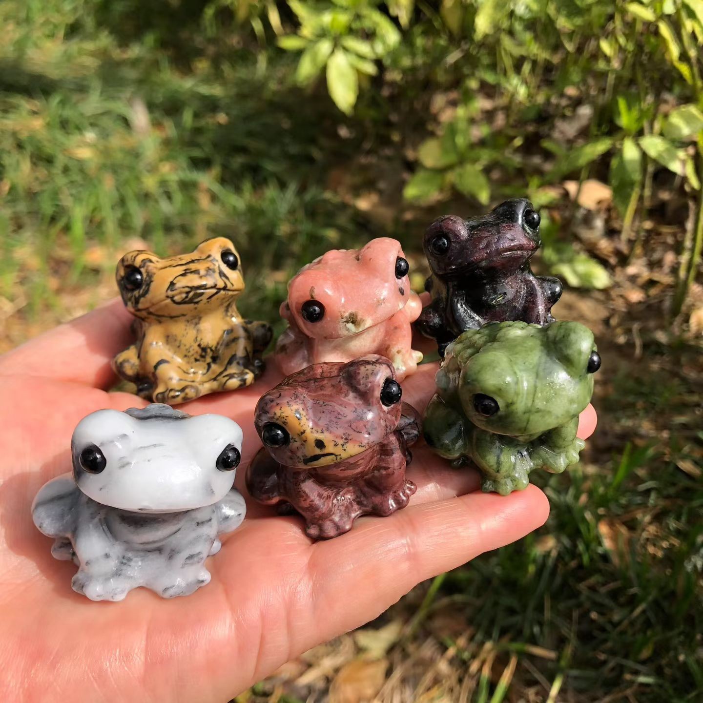 5pc Natural Mixed Quartz hand Carved Crystal Frog skull reiki healing gift Decor