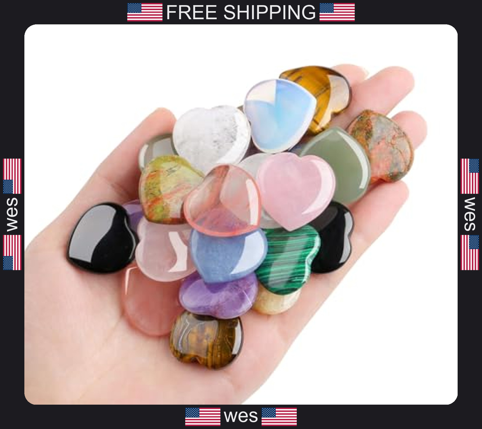 12 Piece Heart Crystal Stone Set – Polished Gemstones for Reiki and Meditation