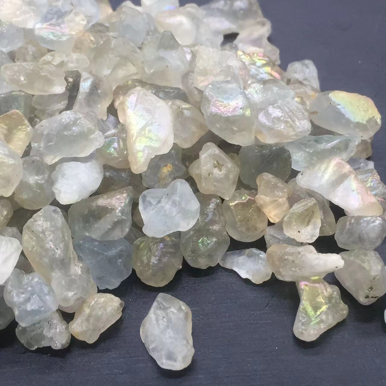 Rainbow Aura Angel Natural Celestite Quartz Raw Crystal Chips Decoration 100g