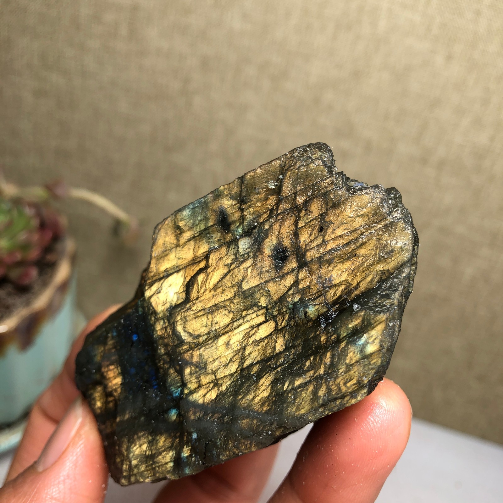70mm Natural Labradorite Crystal gemstone rough original Specimen 142g A3458