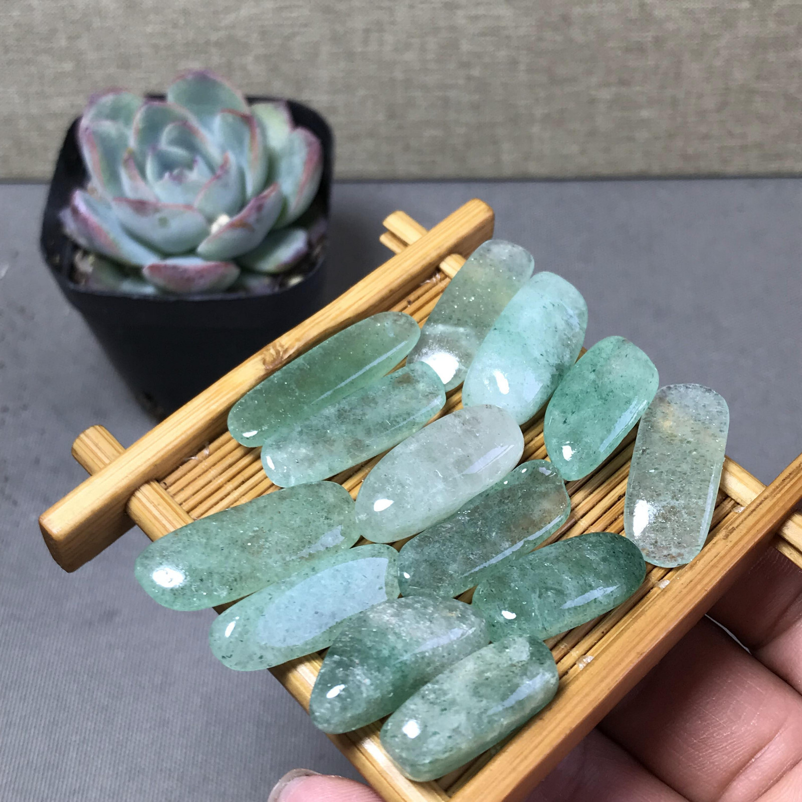 13Pcs Natural Green Strawberry Crystal gemstone Polish Mineral Specimen A6586