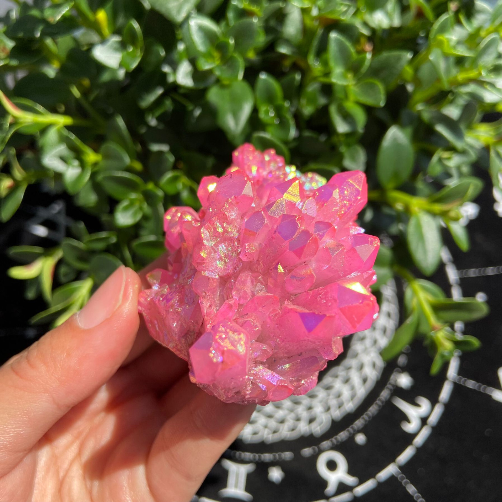 104g Titanium Angel Aura Quartz Pink Aura Cluster Positive Energy Stone Decor