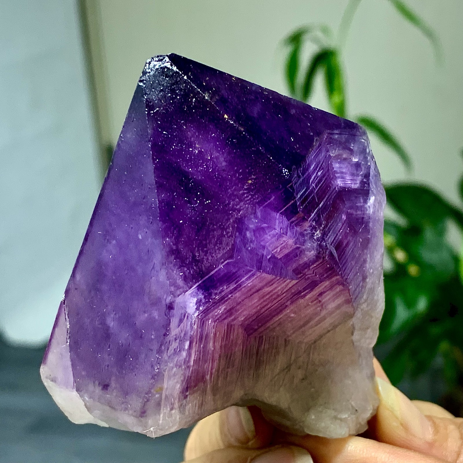 323G Natural Amethyst Quartz Crystal Single-End Terminated Wand Point Healing
