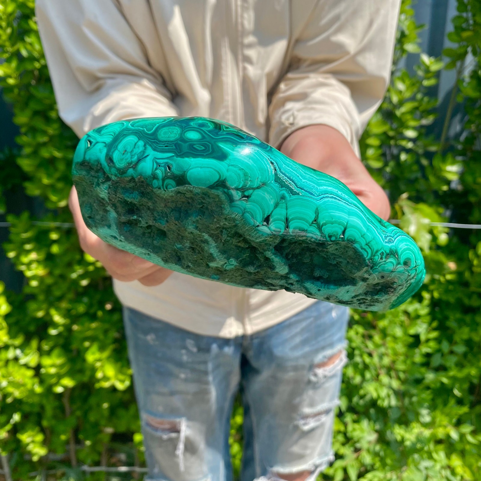 4.54LB Natural glossy Malachite transparent cluster rough mineral sample