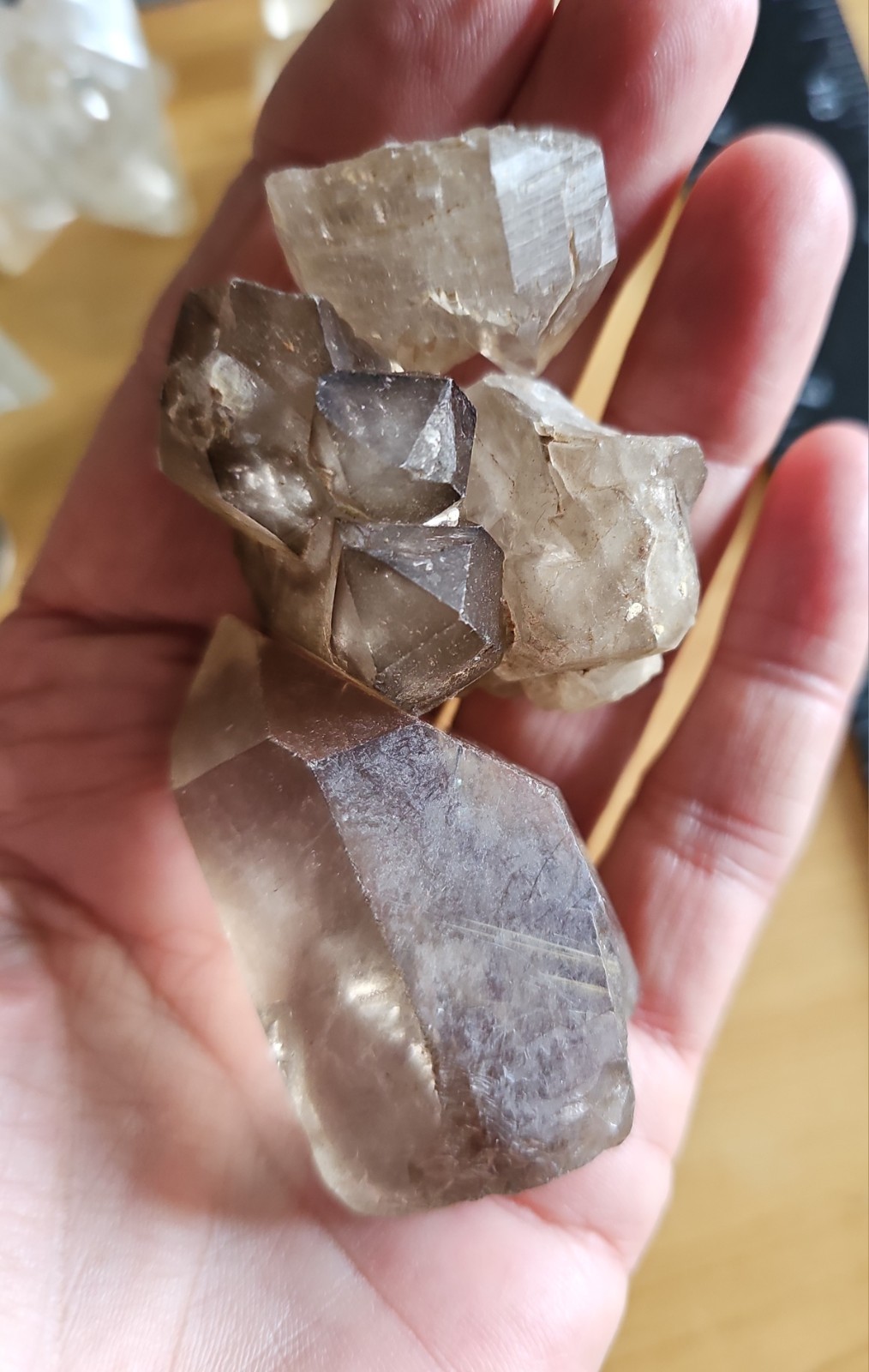 Lot Of 37 Clear & Smoky Quartz Crystals Mixed Different Shapes Sizes Big & Small