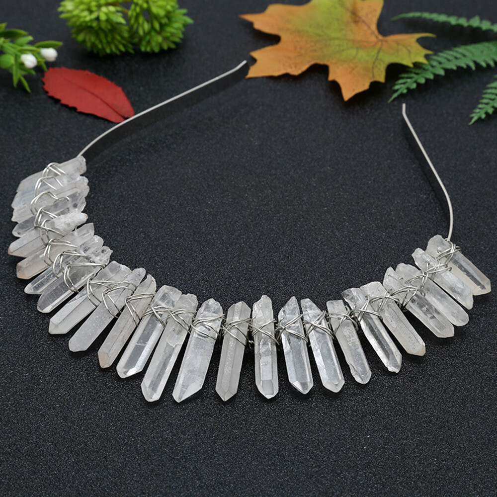 Quartz Crystal Hair Hoop Crown Headband BOHO Headdress Wedding Accessories