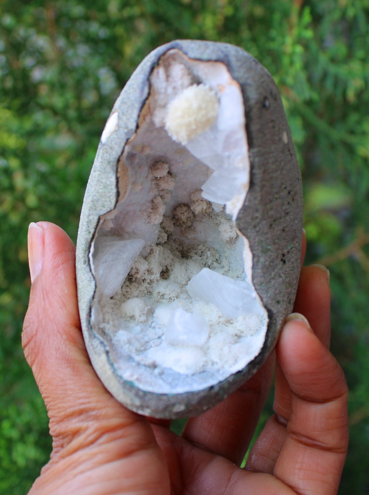 Heulandite With Okenite In Geode Minerals Specimen#A9