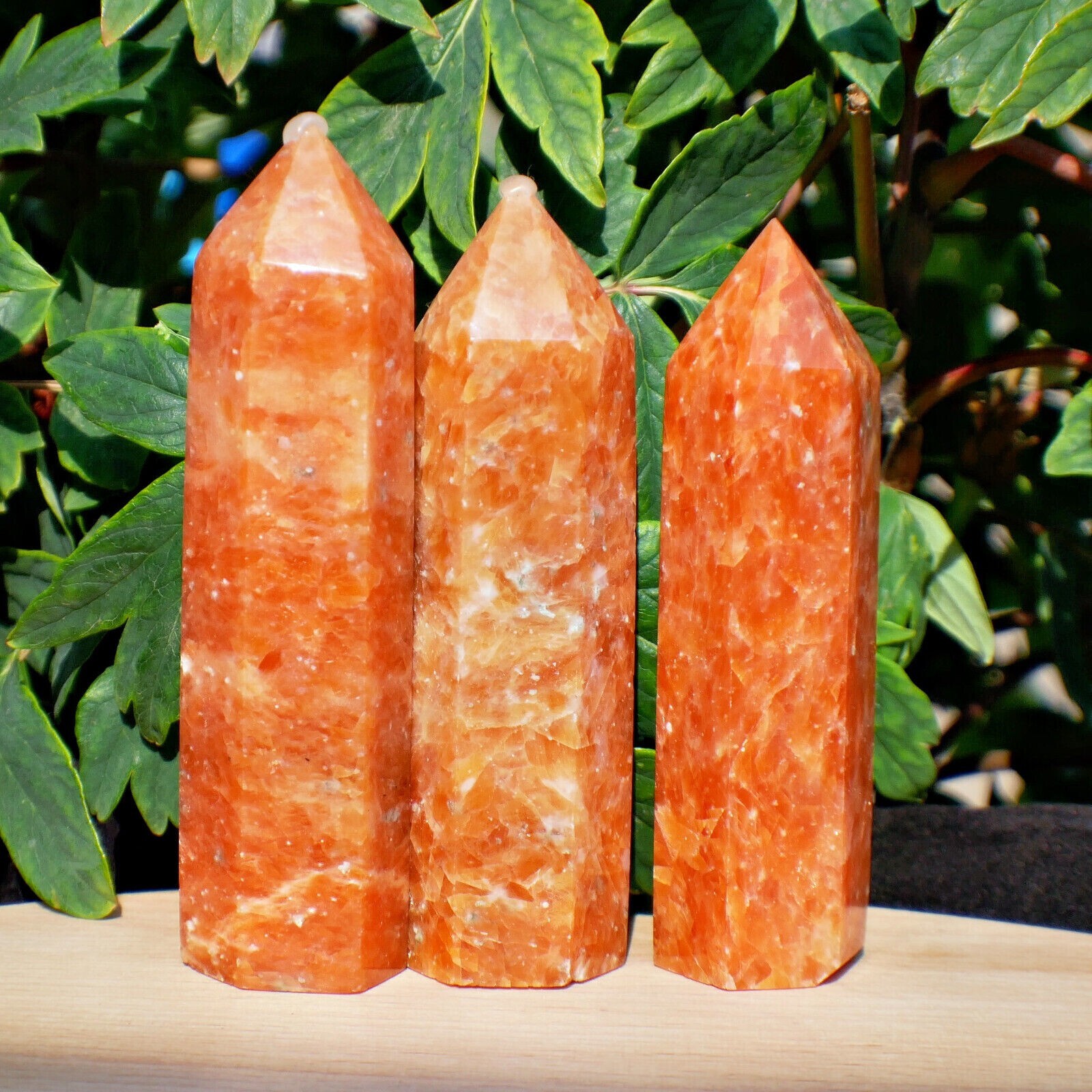 Natural Sunstone Tower Point Healing Crystal Meditation Wand Obelisk Reiki Gifts
