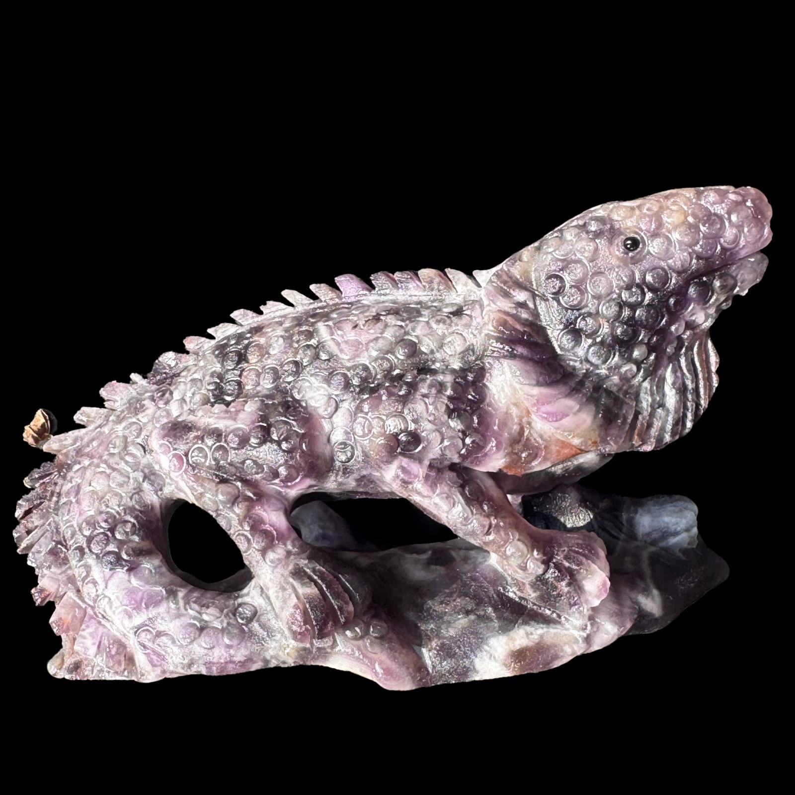 Auction: Hand Carved Dream Amethyst Lizard Sculpture – Spirit Animal, Free Shipp