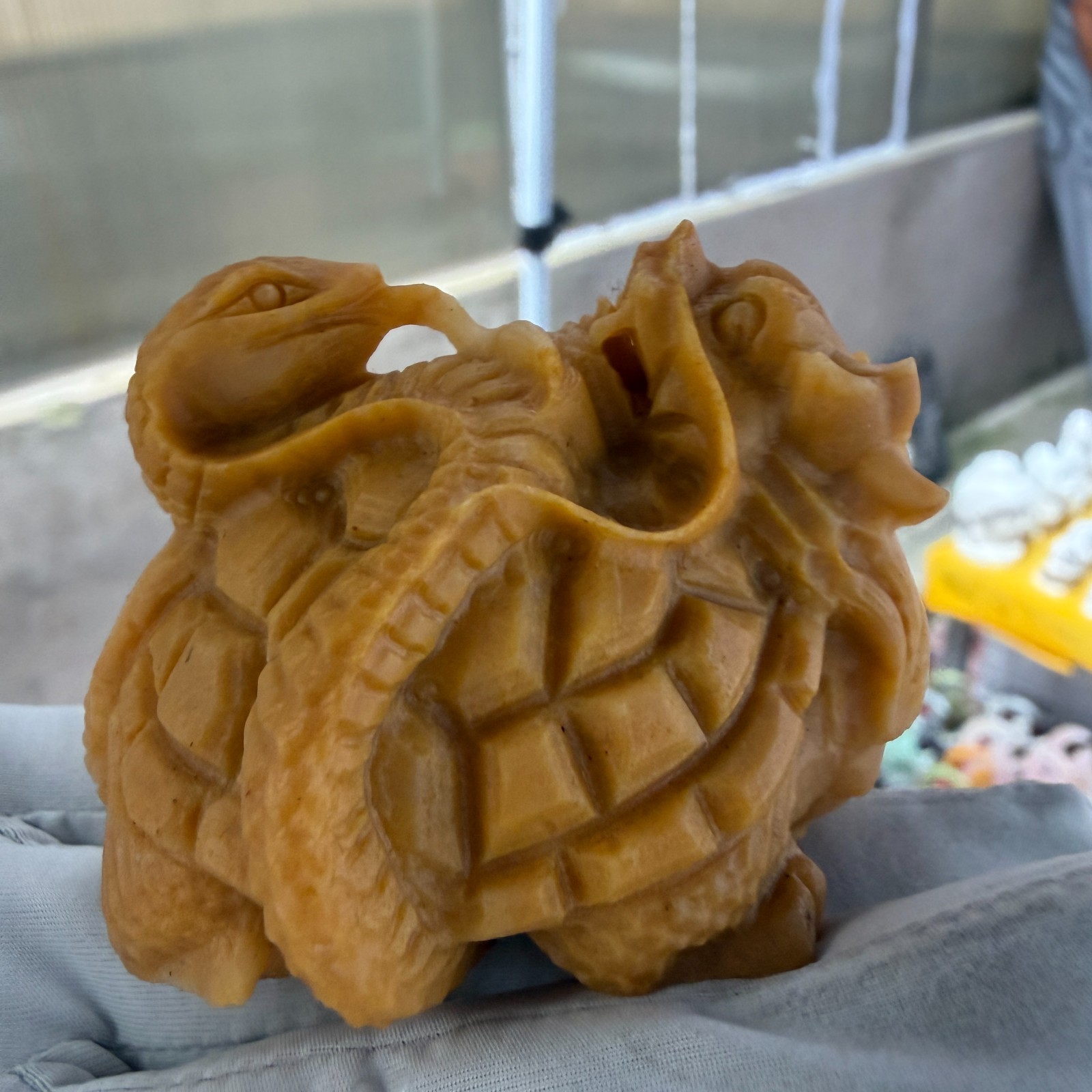 1pc Natural Topaz crystal quartz Carved dragon turtle tortoise Reiki Decor