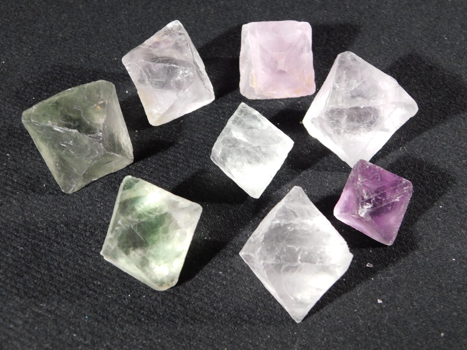 Big Lot of EIGHT! Translucent Octahedron FLUORITE Crystals From China 344gr