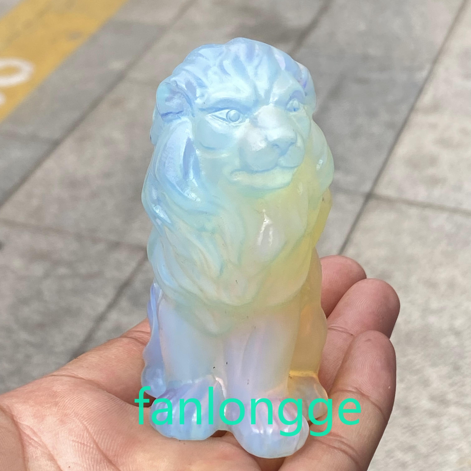 Top 4in opalite Lion Quartz Crystal Skull Carved Figurines Reiki Gift 1pcs