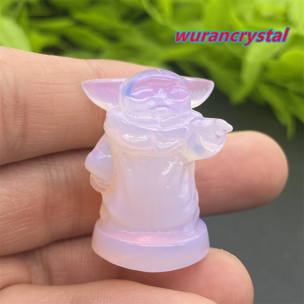 1pc Pink Opalite strange baby skull Quartz crystal carved point healing Decor