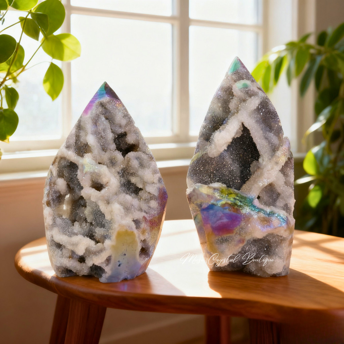 Angel Aura Sphalerite Druzy Tower Crystal Geode Decor Mineral Specimen Gift