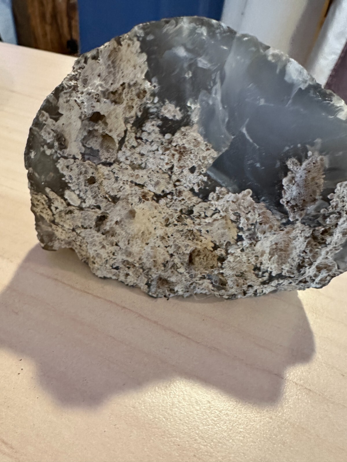 Agate, nice banding, cut & polished on one side, 1 lb. Teal/Blue Hues – unique!