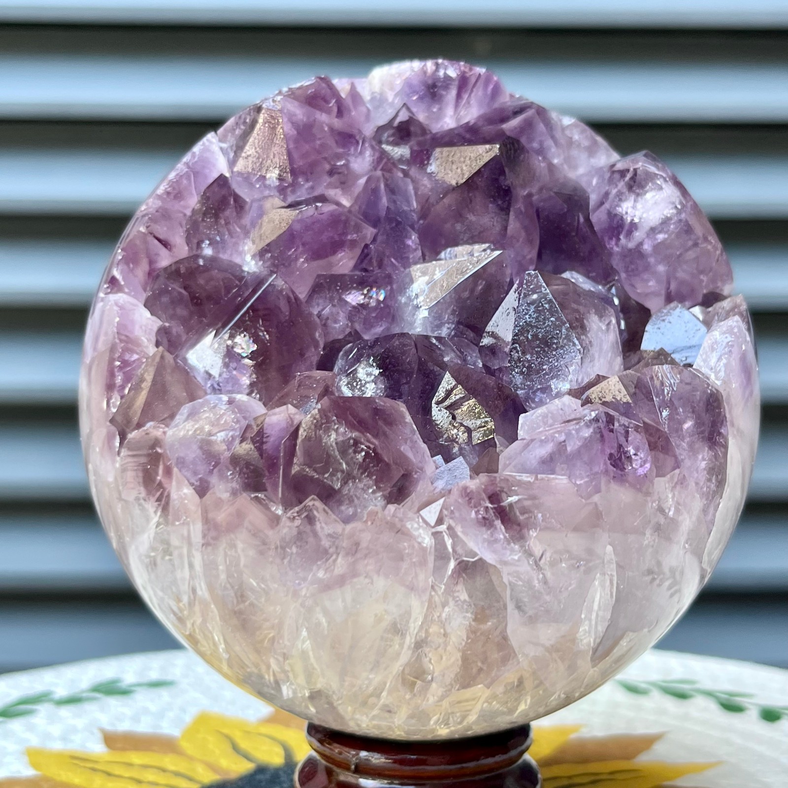 4.2 lb Amethyst Geode Crystal Sphere Natural Druzy Ball Agate Display Art Decor