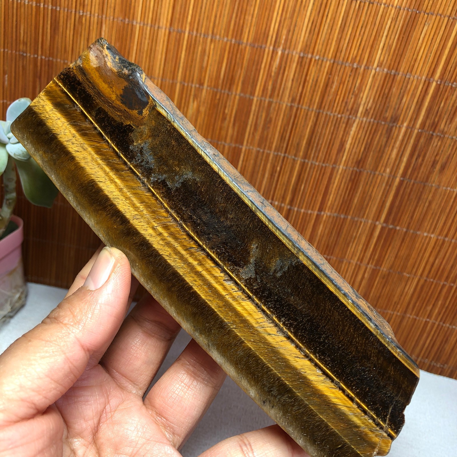 Natural Yellow Tiger Eye Crystal gemstone Polish Mineral Specimen 369g A2233