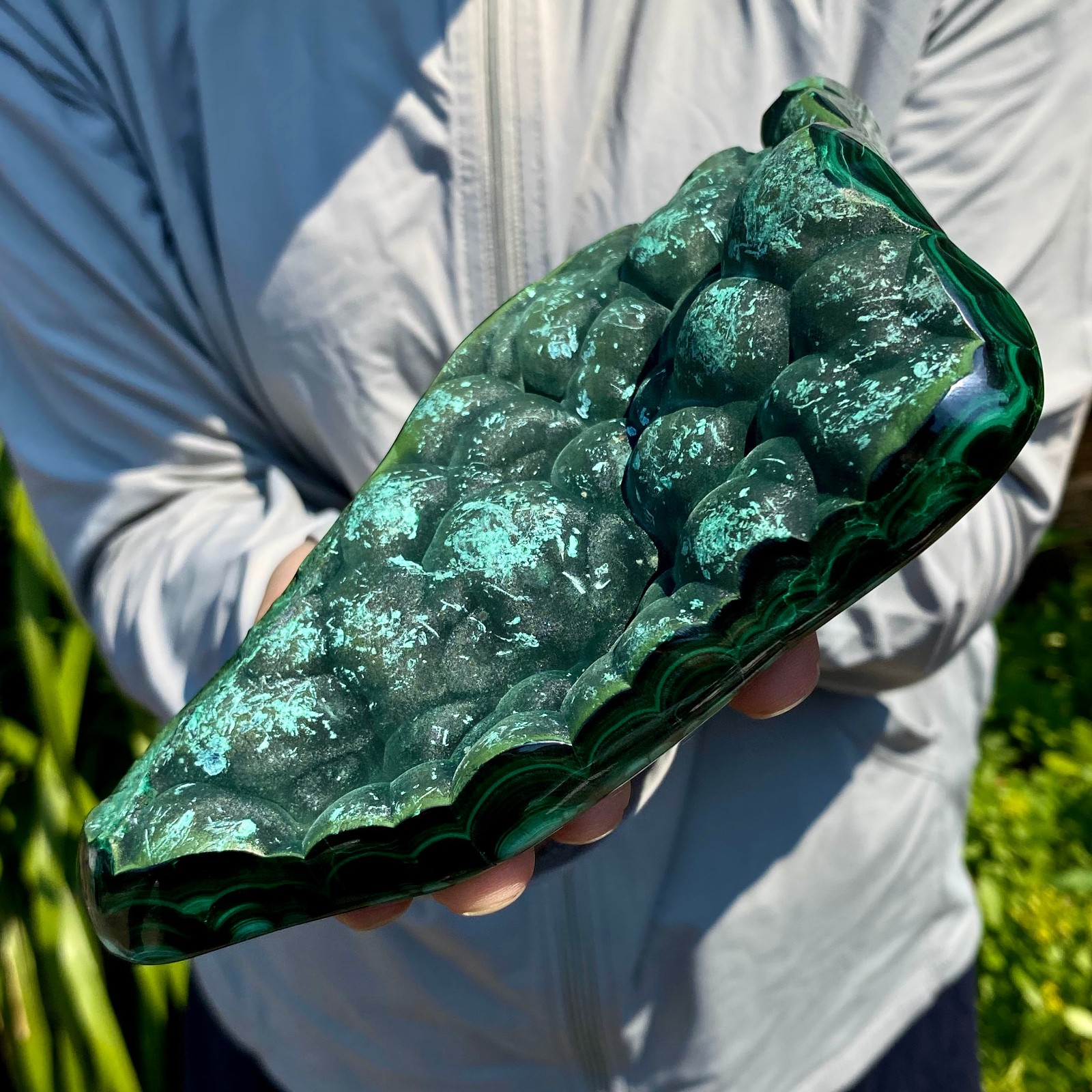 2.2LB Natural glossy Malachite transparent cluster rough mineral sample
