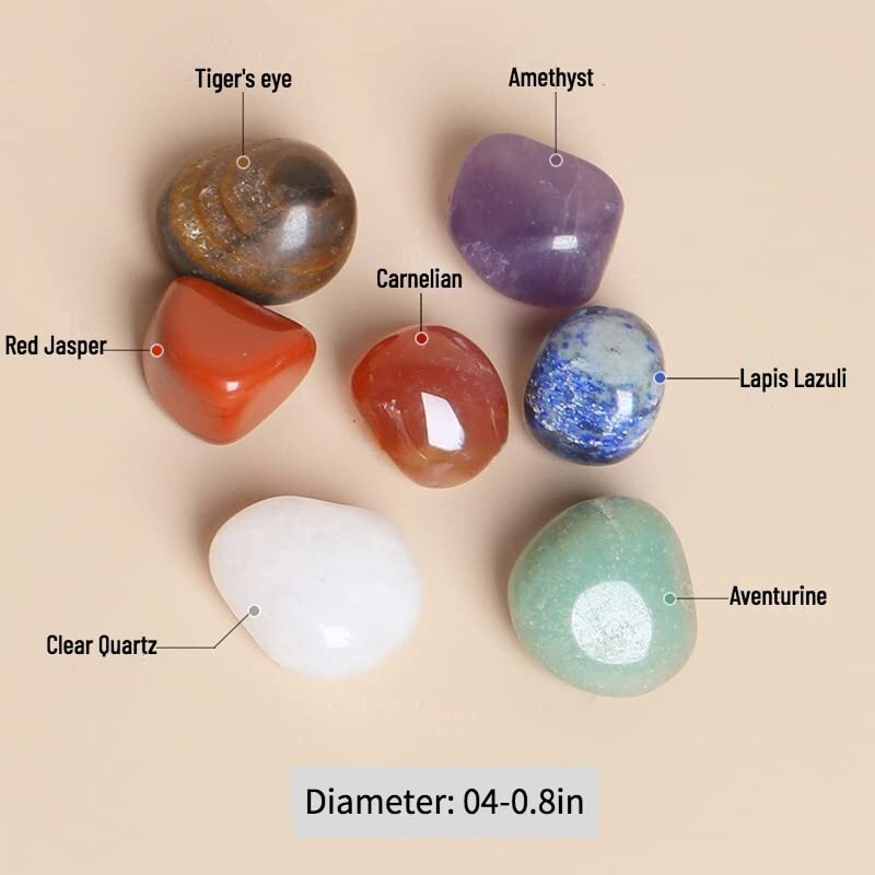 Healing Crystal Stone Gift Set, 7 Raw Chakra Stone for Yoga Meditation w/ bag