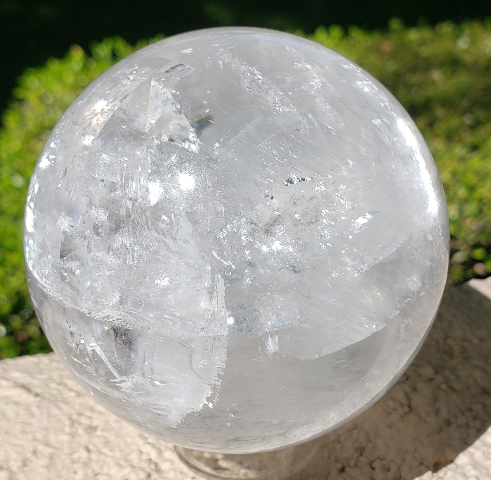 3.1″ Icelandic Spar Optical Calcite Crystal Sphere With Rainbows and Star Flash