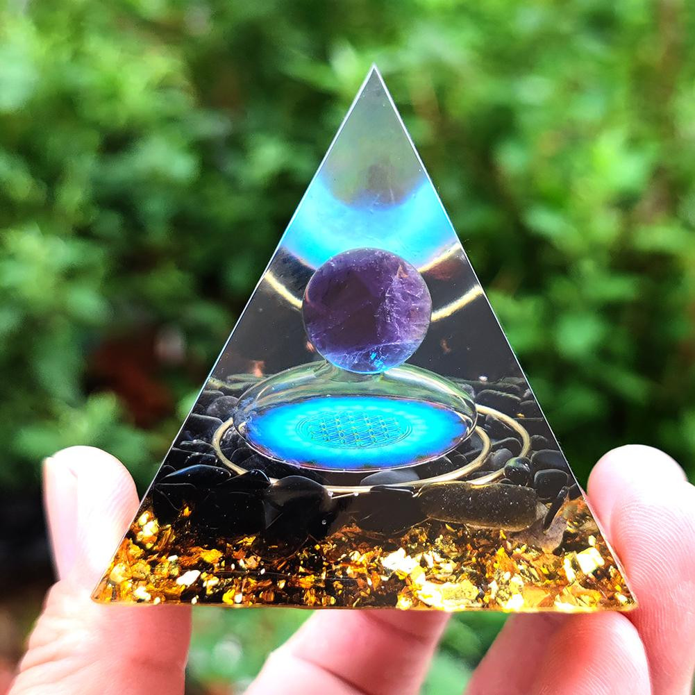 Orgonite Pyramid Ball Chakra Energy Quartz Crystal Healing Reiki Lucky Stone USA