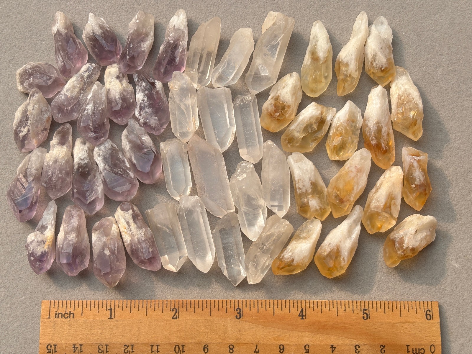 1/2 lb Mixed Lot Amethyst Citrine Clear Quartz Points Crystal Collection