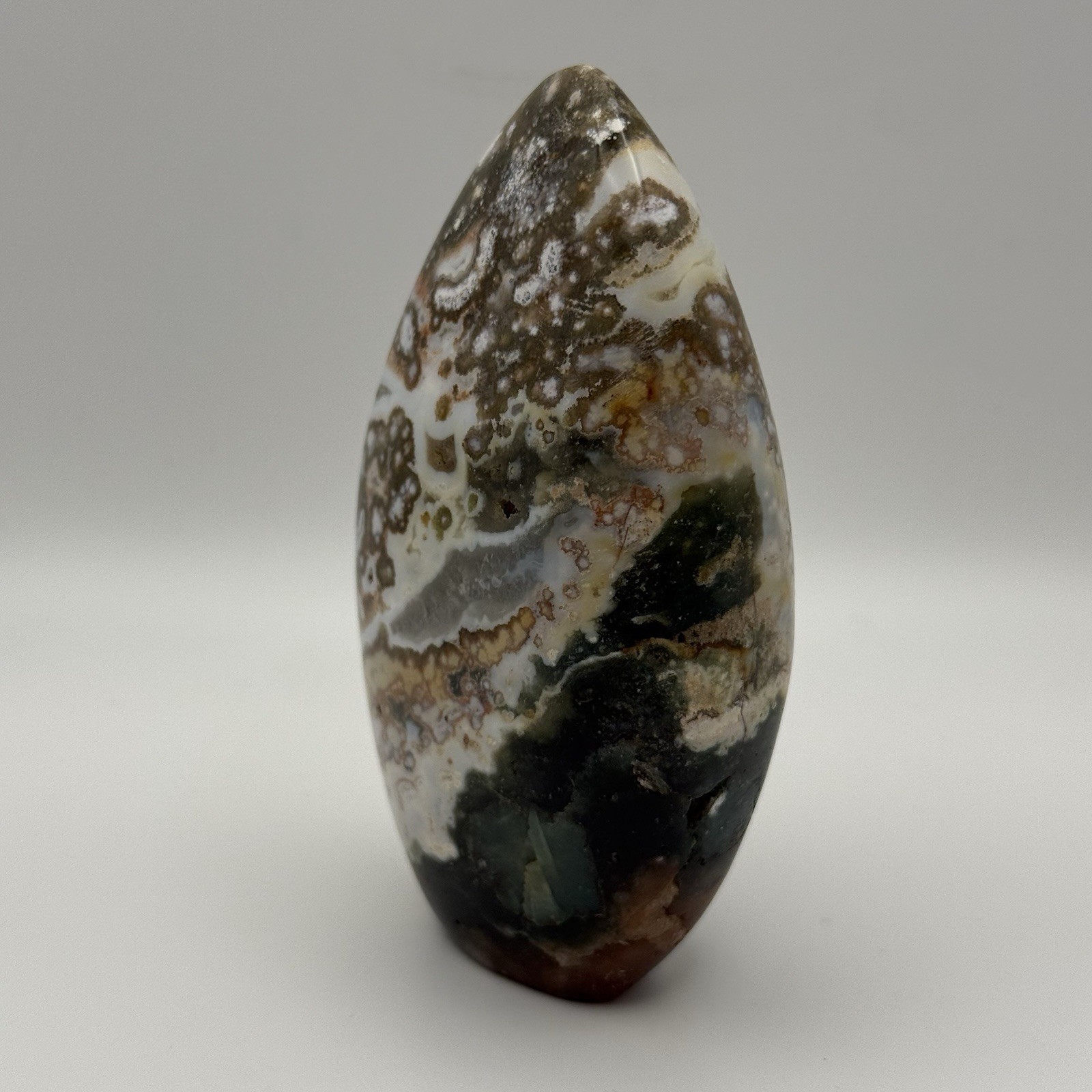 Polished Ocean Jasper Freeform, Multicolored, Self-standing, Approx 4″