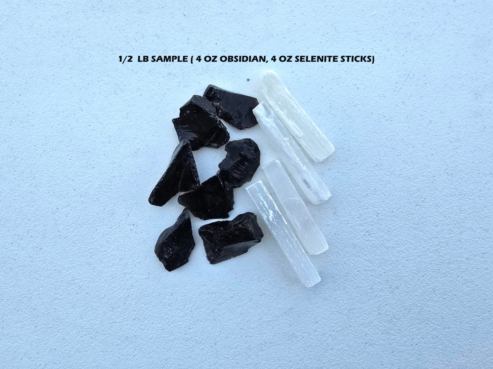 Raw Obsidian & Selenite Sticks for Crystal Gridding Bulk Rough Healing Stones