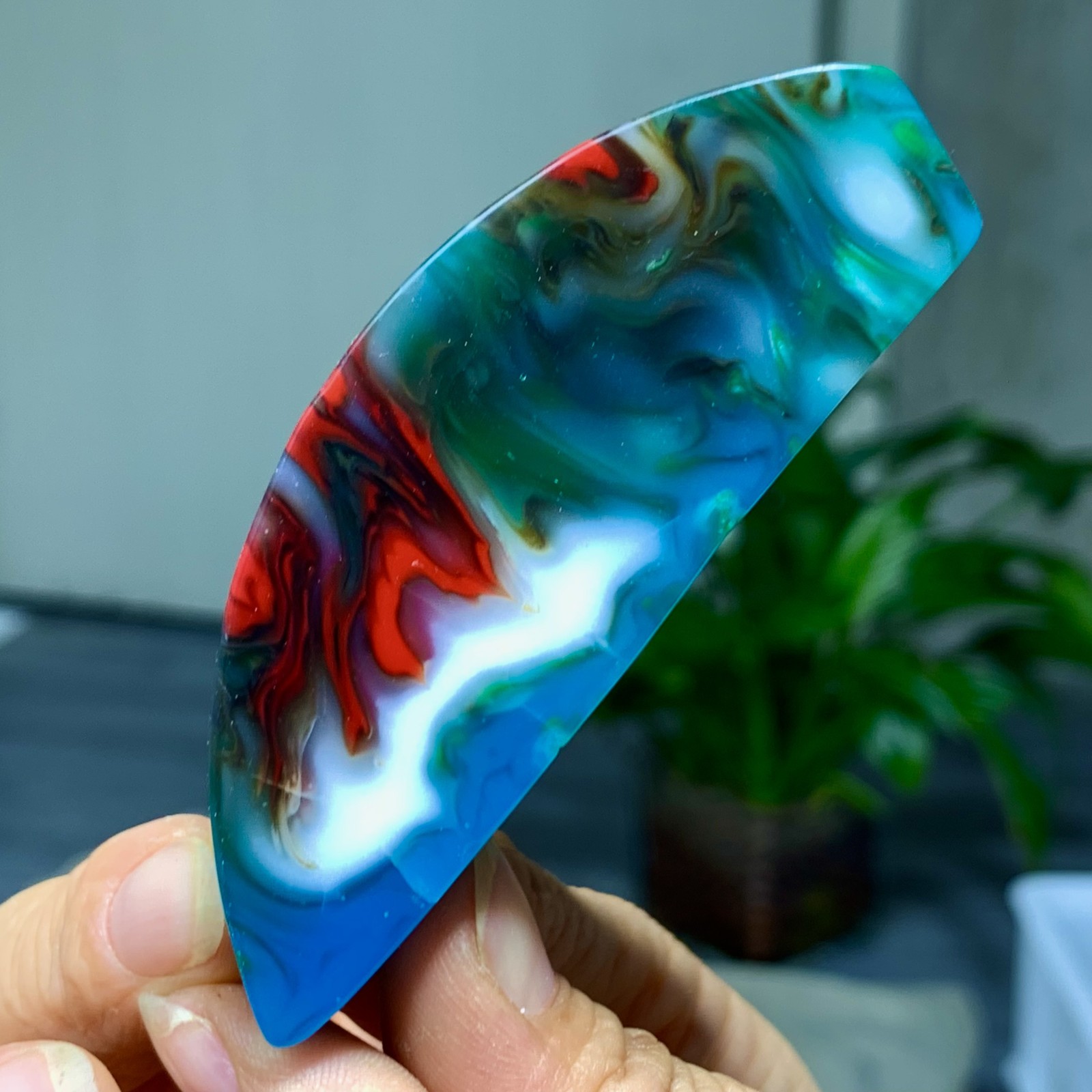 81G Natural NanHong Agate block multicolored Pattern Cabochon mineral Crystal