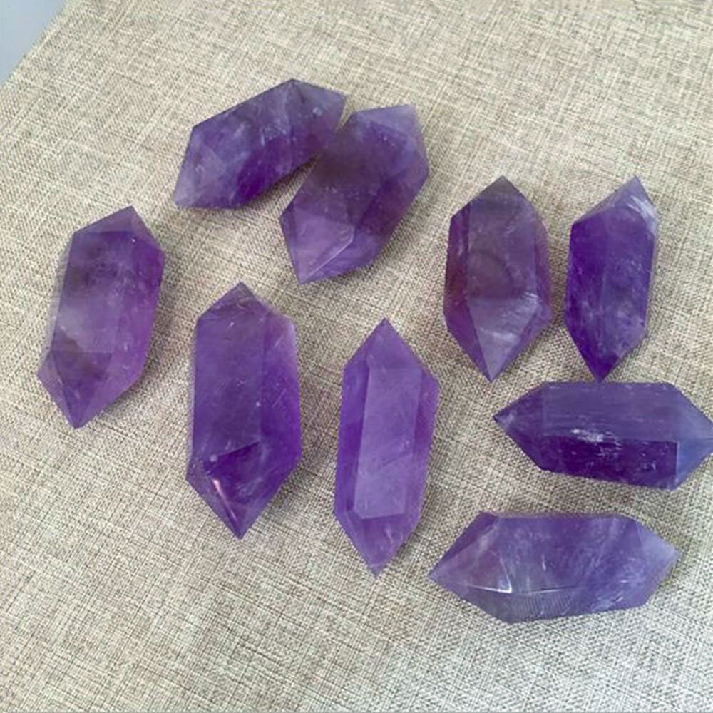 2pcs 30-60mm Natural Purple Amethyst Quartz Crystal Point Wand Obelisk Stone DIY