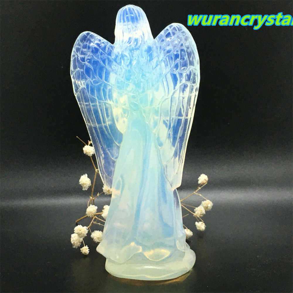 1pc Opalite crystal Quartz hand Carved crystal angel Reiki healing random 4.5″