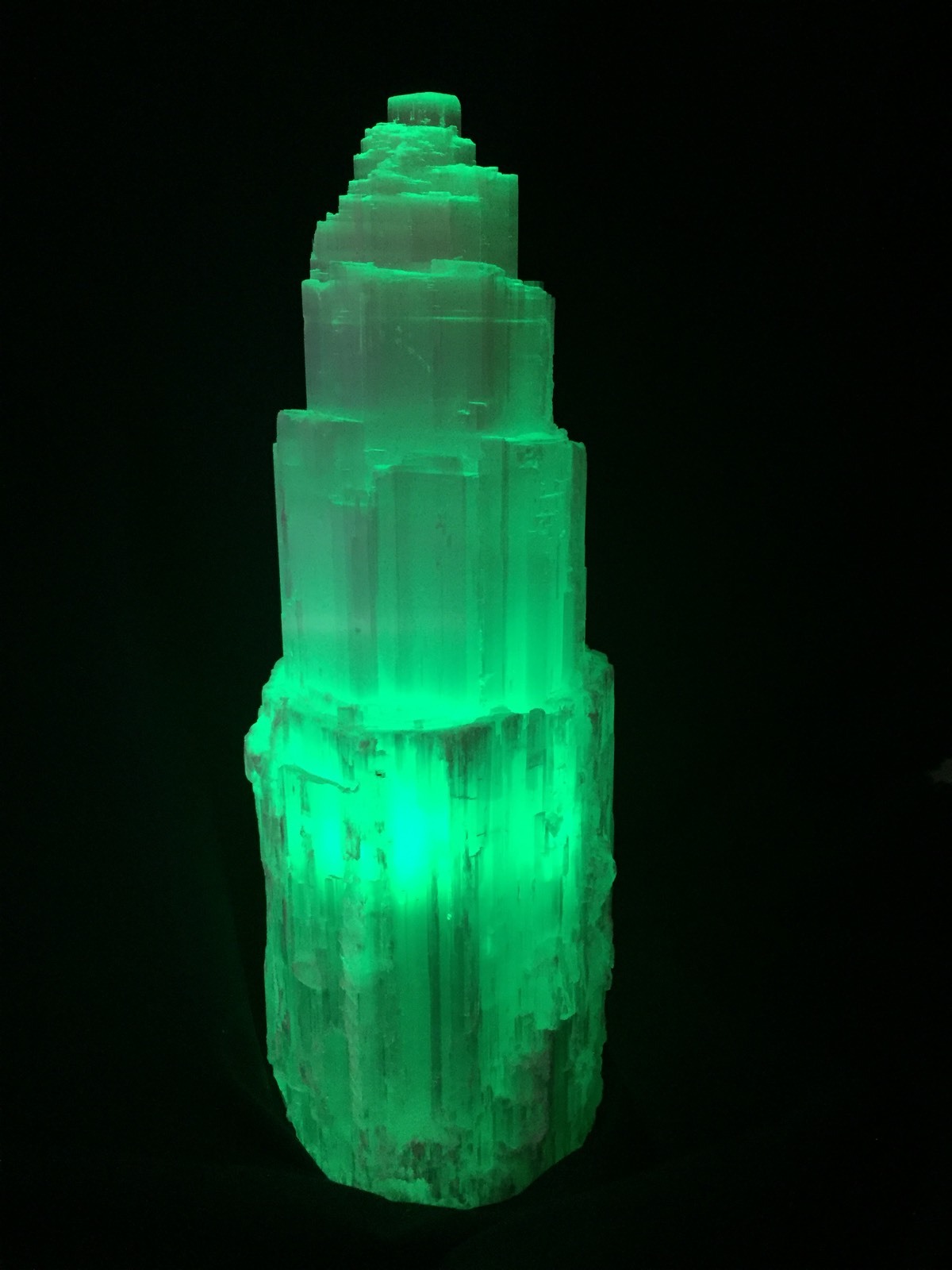 10″ Large Selenite Lamp Carve Crystal Lamp Multi Color Selenite Lamp Tower Lamp.