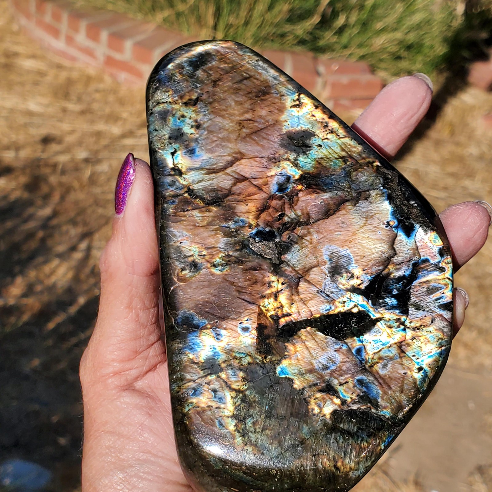 Labradorite Spectrolite “Stained Glass” Crystal Slab Freeform 700 grams
