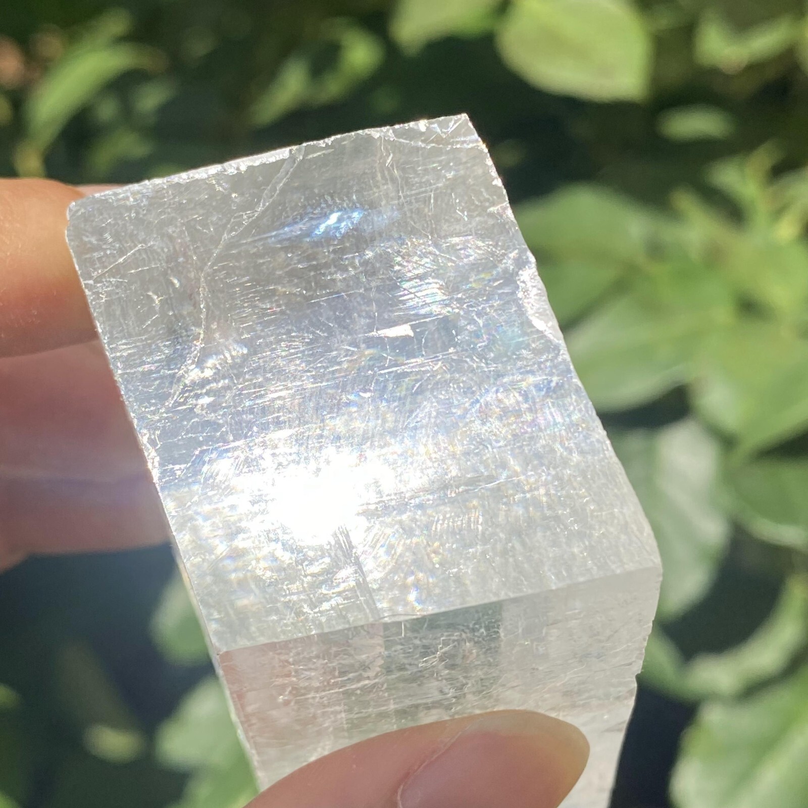 129g Natural Rainbow White Calcite Cube Specimen Crystal Quartz Healing Reiki