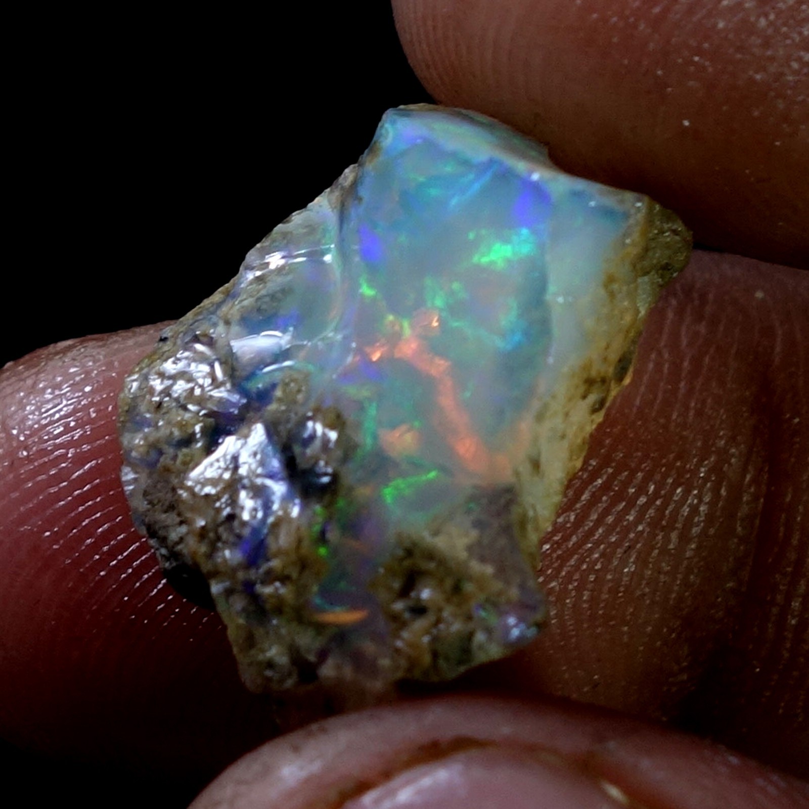 AA+ Ethiopian Dry Opal Rough Entreated Welo Opal Multi Fire Color Flash 11.20Cts