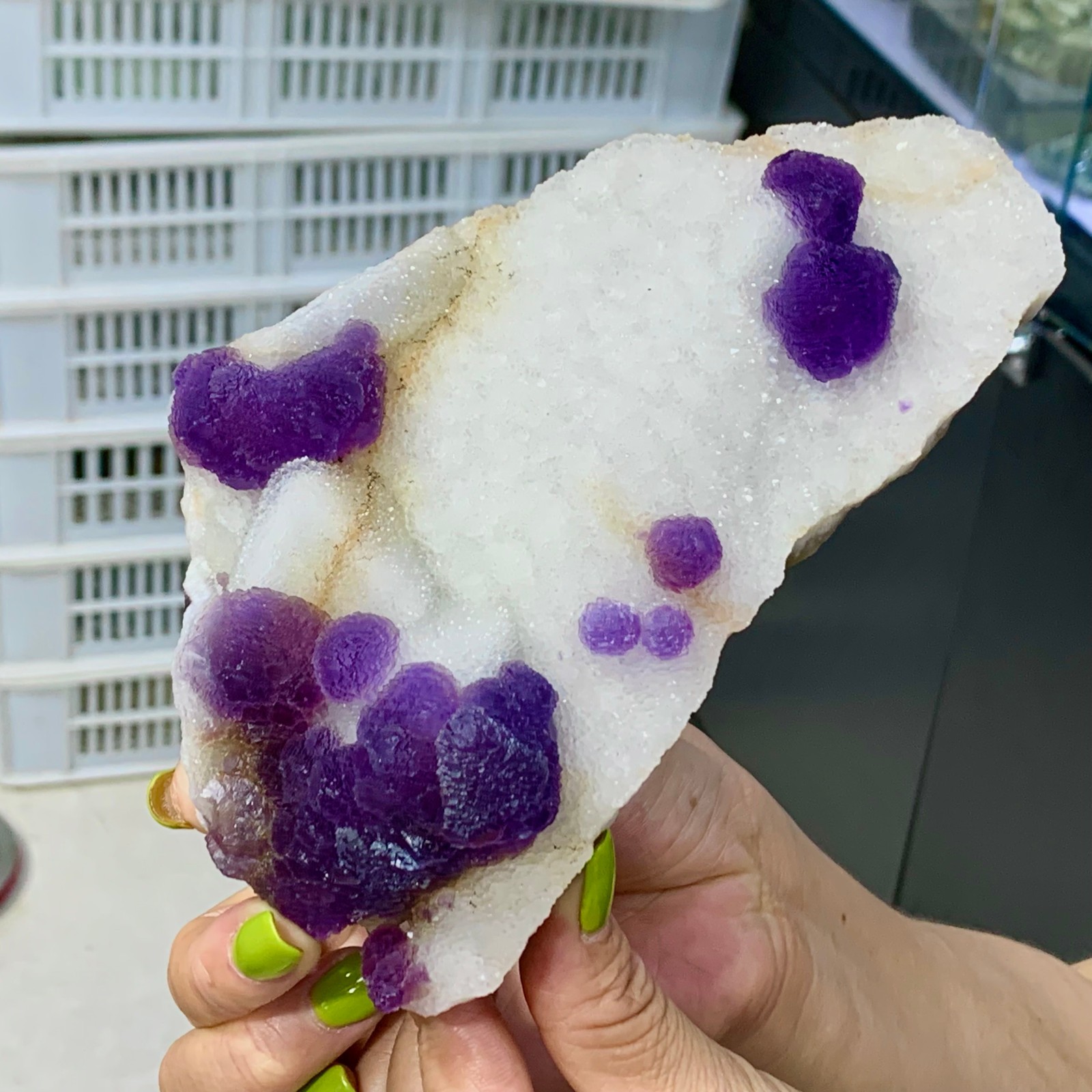 1.68LB Natural Purple fluorite spherical mineral crystal sample/Chengde, Hebei