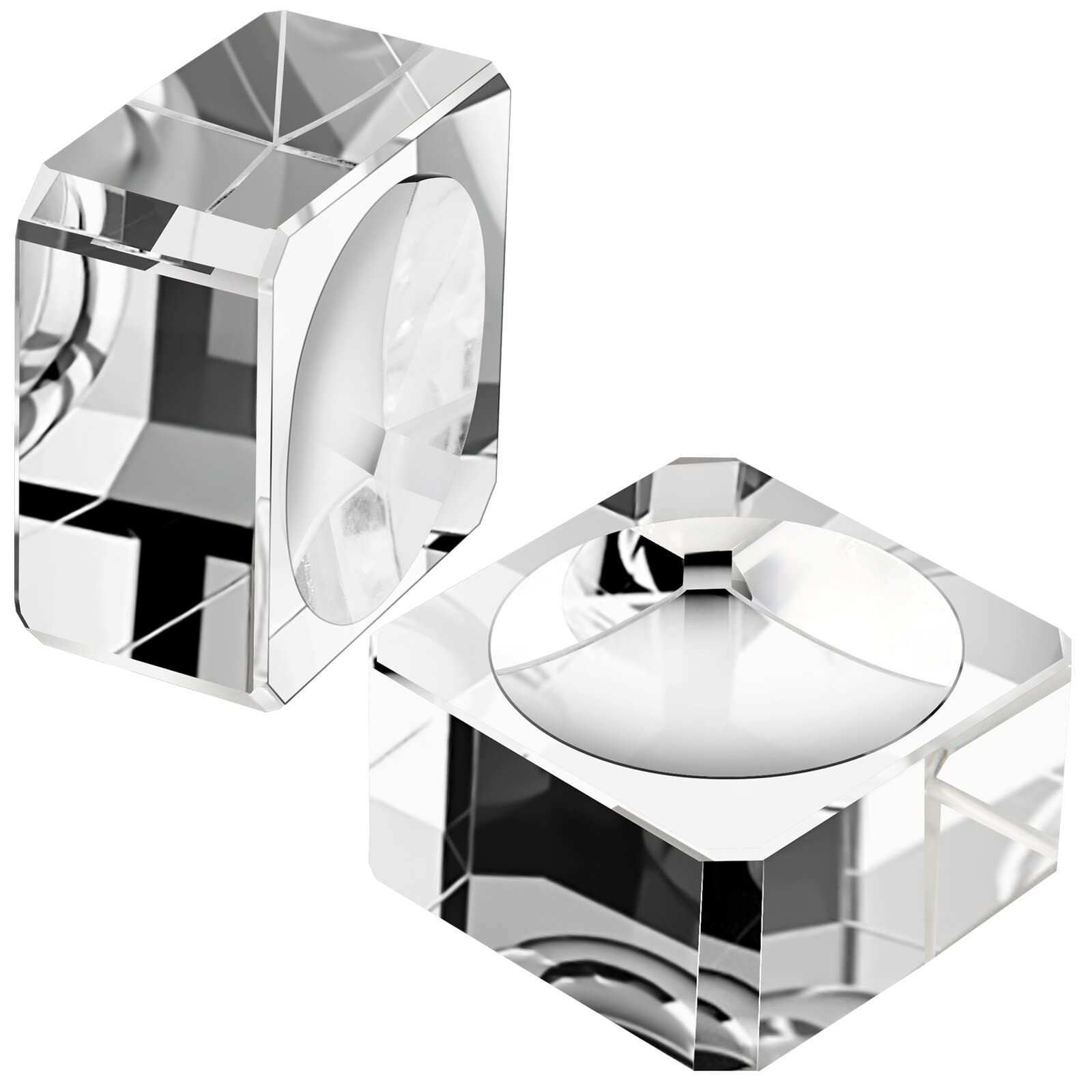 A Pair 35mm Square Crystal Ball Stand, Clear Crystal Base Display 60mm to 90m…
