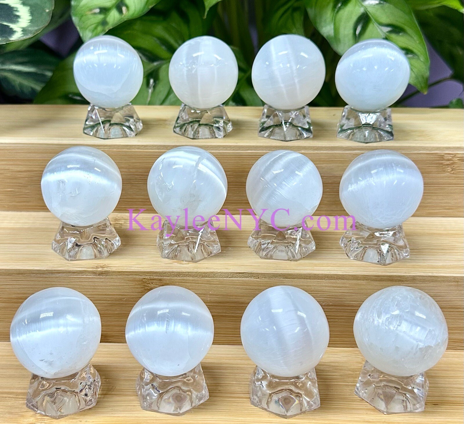 Wholesale Lot 12PCs Natural Selenite Aka Satin Spar Sphere Crystal Ball ~4cm