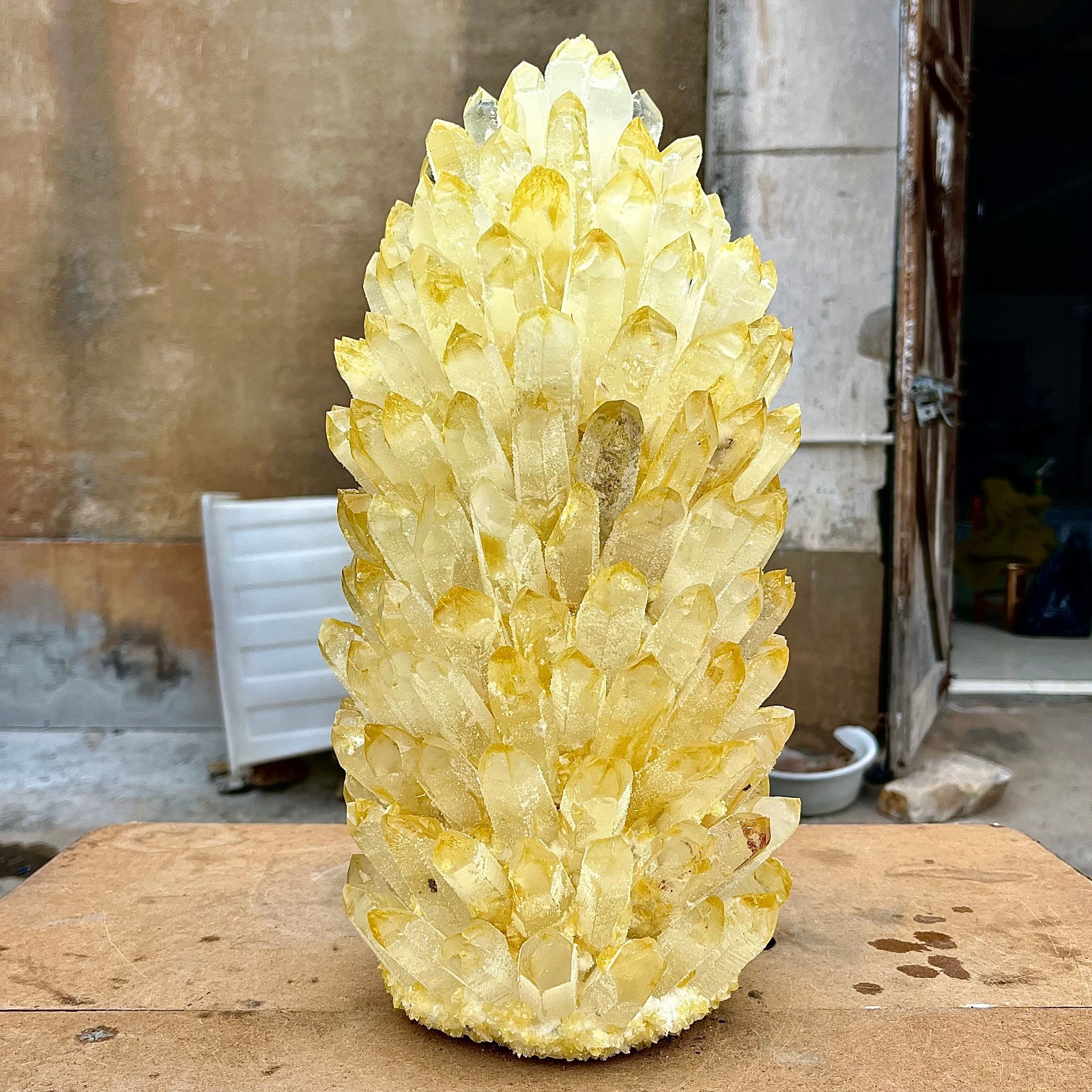 31.06LB Yellow Ghost Phantom Crystal Cluster Flower Raw Crystal Heal Quartz Deco