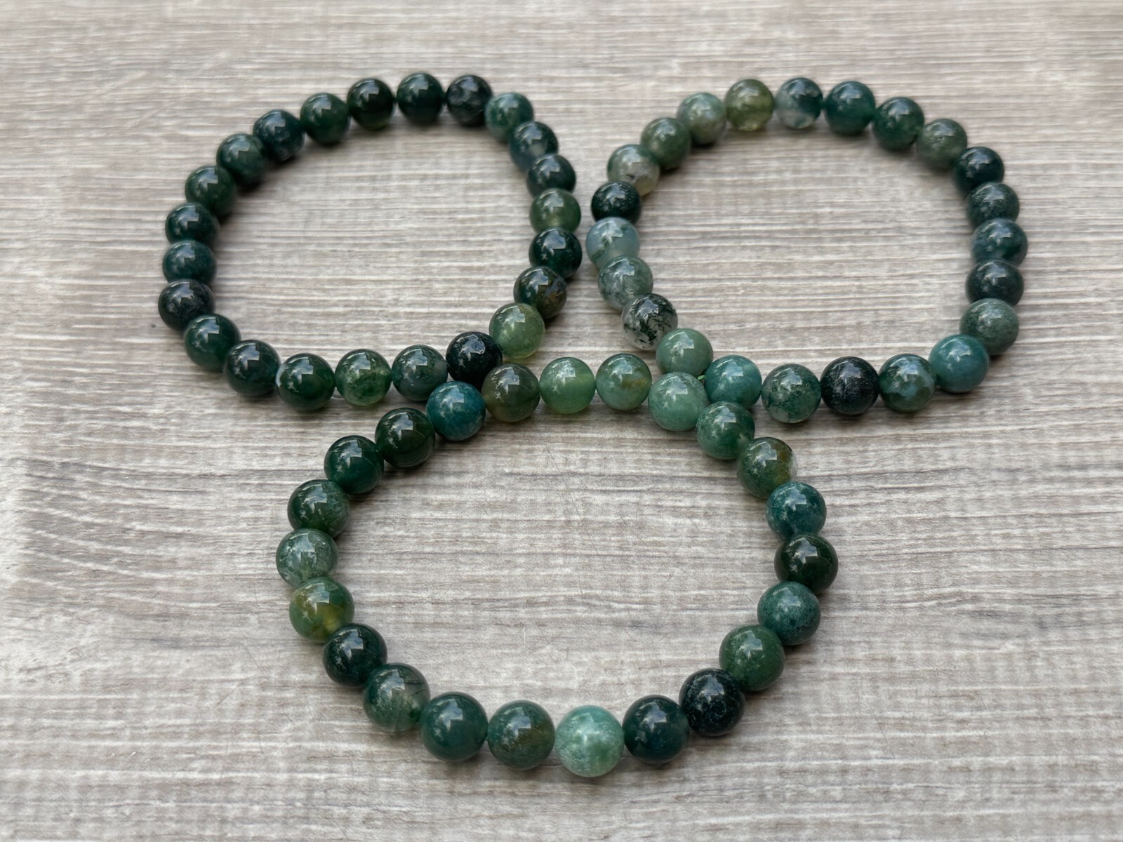 Grade A++ Moss Agate Crystal Bead Bracelet 8mm, Protective Stone, Wholesale Lot